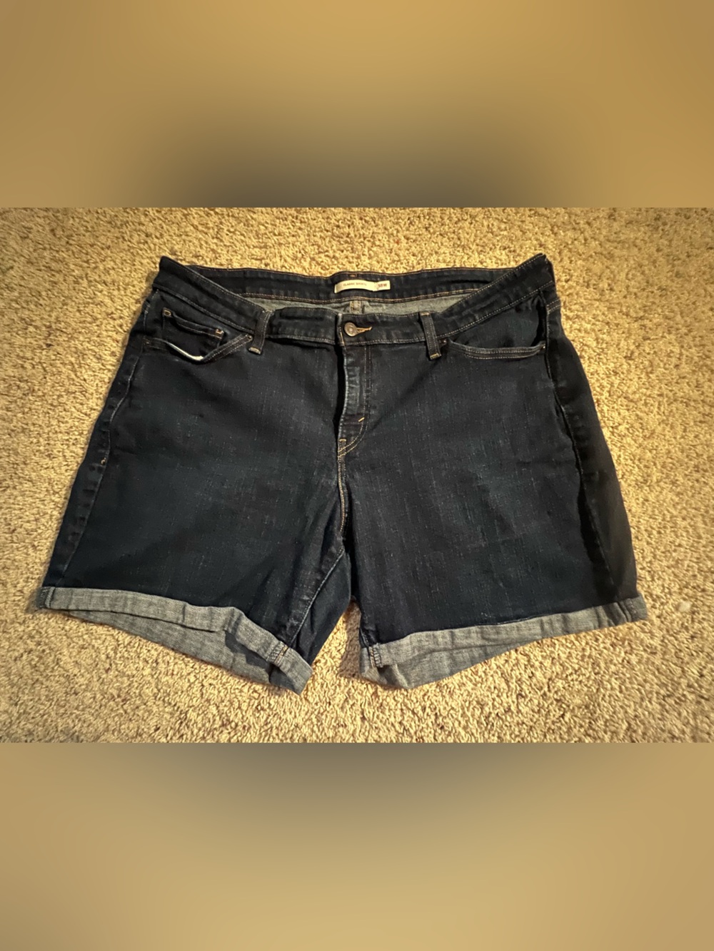 Levi's Dark Blue Denim Rolled Cuff Shorts